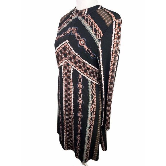 Free People Stella Mini Dress Boho Chic Long Sleeve Geometric Print Medium - Picture 5 of 14